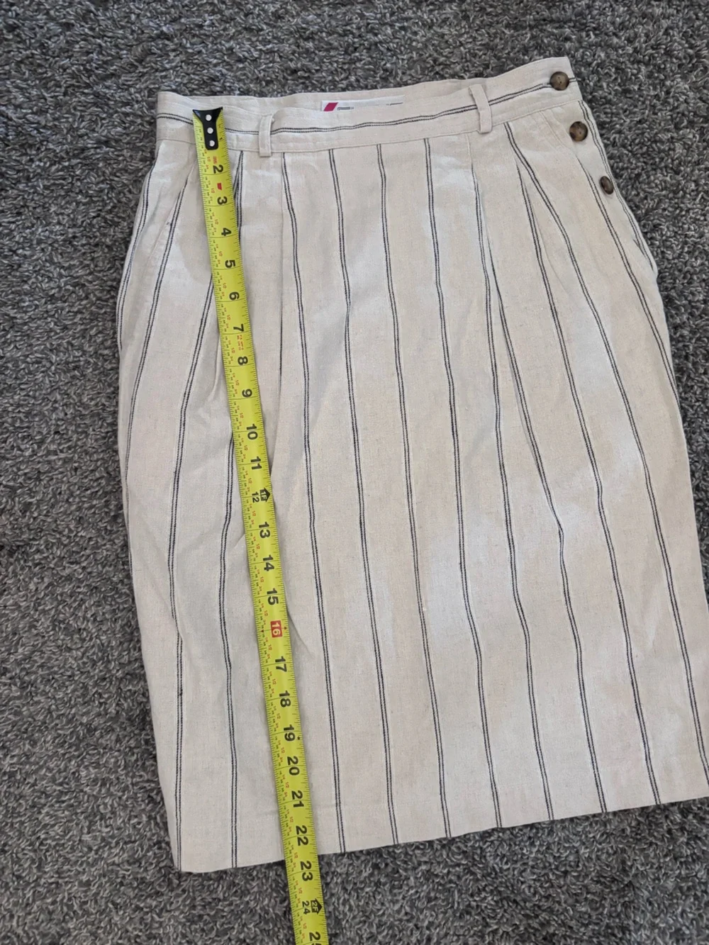 Vintage CHAUS women’s Linen Cotton Stripe Midi Skirt 8 Preppy Old Money Chic